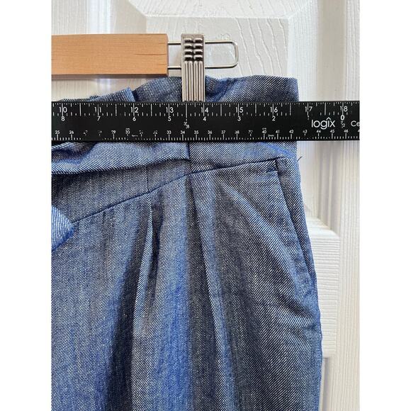 Express Chambray Linen Blend Super High Rise Ankle Tapered Pant Size Large - Picture 9 of 12